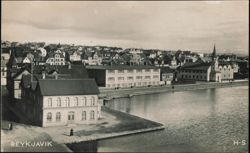 Lake Tjörnin and Fríkirkjan Church Waterfront Postcard