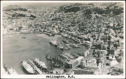 Aerial View of Harbor, Ships and City Postcard