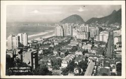 Aerial View of Copacabana Beach and Mountains Postcard