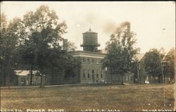 Power Plant with Water Tower and Smokestack Postcard