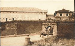 Sta. Lucia Gate, Walled City with Carabao Cart Postcard