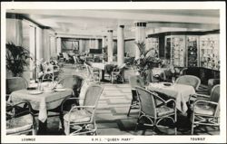 R.M.S. Queen Mary Tourist Class Lounge Interior Postcard