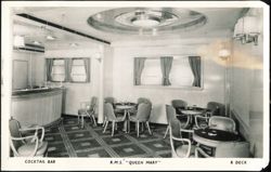 RMS Queen Mary, Cocktail Bar on R Deck Postcard