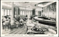 RMS Queen Mary First Class Observation Lounge & Cocktail Bar Postcard