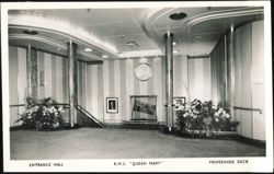 RMS Queen Mary Entrance Hall Promenade Deck Interior Postcard