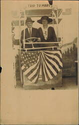 Couple in 'Trip to Mars' Carnival Amusement Prop Postcard