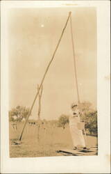 Woman Drawing Water from a Well with a Shadoof Postcard