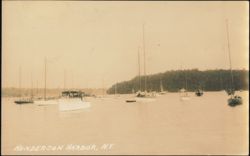 Boats and Sailboats Moored at Henderson Harbor Postcard