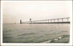 Kenosha North Pier Light & Catwalk, Lake Michigan Postcard