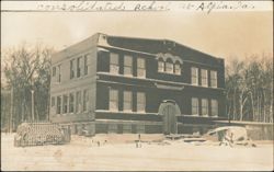 Consolidated Public School Building in Winter Postcard