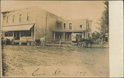 Lima Store with Horse-Drawn Carriages, 1907 Postcard