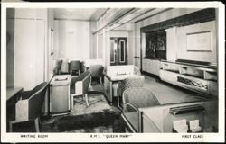RMS Queen Mary First Class Writing Room Interior Postcard