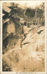 Falls at Entrance, Lost River with Wooden Footbridge Postcard