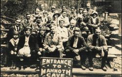 Tour Group with Lanterns at Entrance to Mammoth Cave Postcard