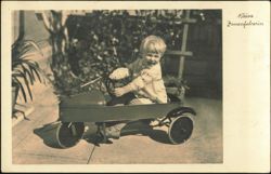 Kleine Damenfahrerin - Child in Pedal Car Postcard