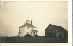 Black Rock Light and Outbuilding Postcard