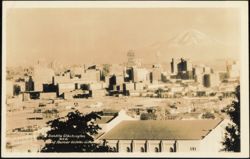 City Skyline and Mount Rainier 60 Miles Distant Postcard