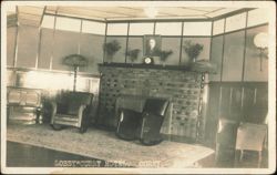 Lobby Interior of Curry Hotel with Brick Fireplace Postcard