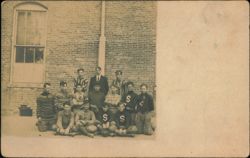 Sheridan High School Football Team with Coach Postcard