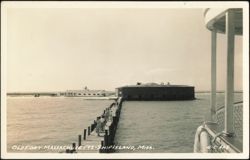 Old Fort Massachusetts and Pier with Visitors Postcard