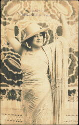 Woman in Hat and Shawl Posing Postcard