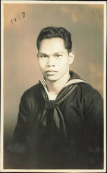 Black US Navy Sailor Studio Portrait, Dated 1937 Postcard