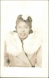 Portrait of African American Woman in Fur Collar Coat Postcard