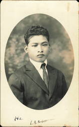 Young Black Man in Suit Oval Portrait, 1926 Postcard