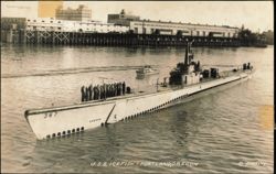 USS Icefish SS-367 Submarine with Crew on Deck Postcard
