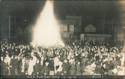 Washington State College Football Rally Bonfire 1913 Postcard