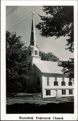 Waitsfield Federated Church with Steeple and Belfry Postcard