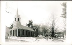 Winter Scene of Church and Village Street Postcard