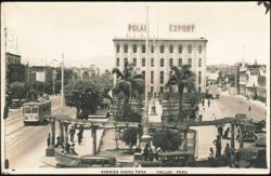 Avenida Saenz Peña with Streetcar & Polar Export Postcard