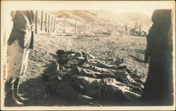 Mexican Border War Casualties Lined Up on Ground Postcard