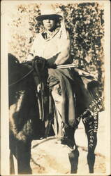 Wounded Woman Soldier on Horseback, Nogales, Arizona Postcard