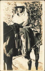 Mexican Revolution Wounded Woman Soldier on Horseback Postcard