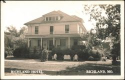 Richland Hotel with Porch and Front Lawn Chairs Postcard