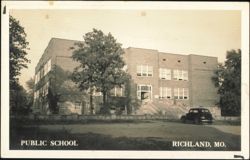 Public School Building and Automobile Postcard