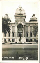 Winnebago County Court House with Statue Postcard