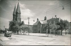 St. Mary's Church and School with Street View Postcard
