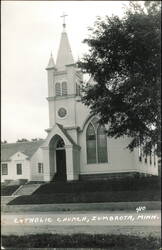 Catholic Church Steeple and Exterior Postcard