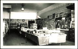 Stationery Store Interior with Postcard Display & Clerk Postcard