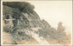Hillside Road Construction with Workers and Chute Postcard