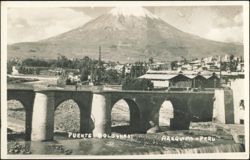 Puente Bolognesi with El Misti Volcano Postcard