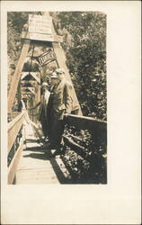 Santa Catalina Island Souvenir Men on Private Bridge Postcard