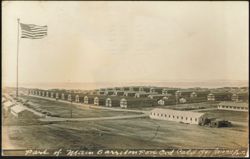 Main Garrison Barracks and American Flag Postcard