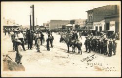Mexican Revolution Troops and Crowd on Street Postcard