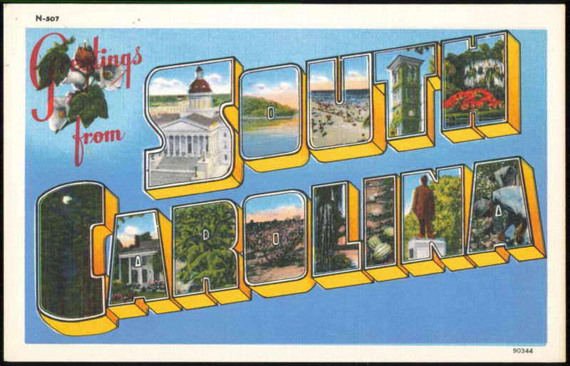 Large Letter Greetings from South Carolina Scenic Views