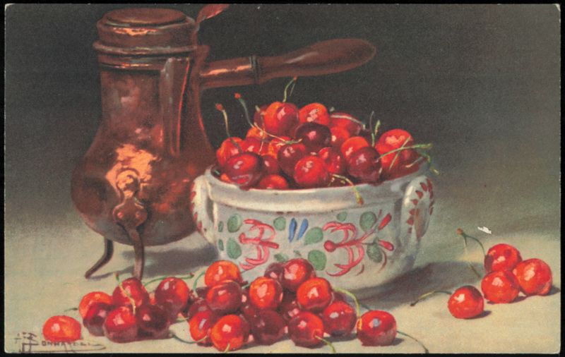 Still Life with Copper Coffee Pot and Bowl of Cherries