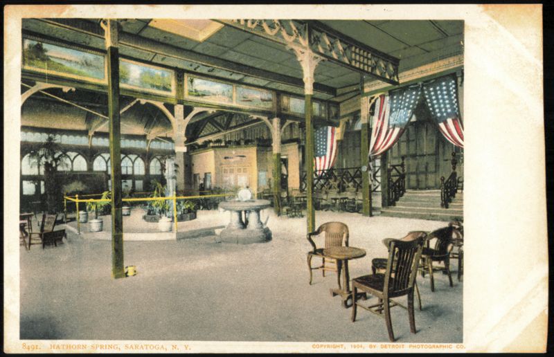 Hathorn Spring Interior with Murals and Flags Saratoga New York